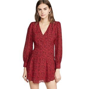 ALICE + OLIVIA Polly Red Leopard Print Long Sleeve Fit & Flare Dress Size 4